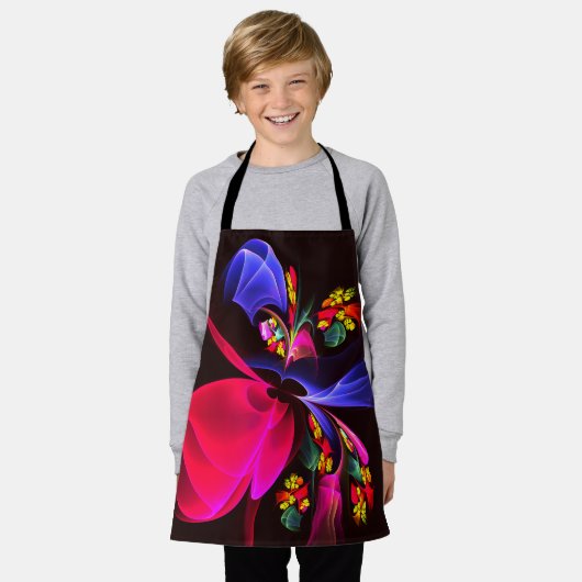 モダンカラフルフローラ抽象芸術のパターン#06 エプロン (着用した状態)