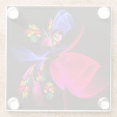 モダンカラフルフローラ抽象芸術のパターン#06 ガラスコースター (裏面)