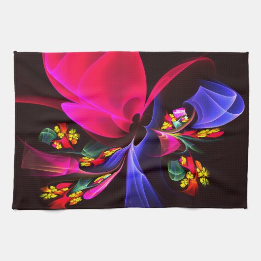 モダンカラフルフローラ抽象芸術のパターン#06 キッチンタオル (横)