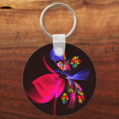 モダンカラフルフローラ抽象芸術のパターン#06 キーホルダー (正面)
