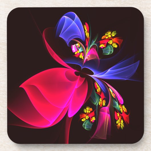 モダンカラフルフローラ抽象芸術のパターン#06 コースター (正面)