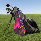 モダンカラフルフローラ抽象芸術のパターン#06 ゴルフタオル (グリーン)