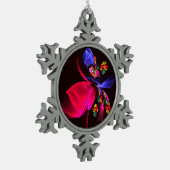 モダンカラフルフローラ抽象芸術のパターン#06 スノーフレークピューターオーナメント (左)