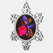 モダンカラフルフローラ抽象芸術のパターン#06 スノーフレークピューターオーナメント (右)