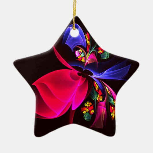 モダンカラフルフローラ抽象芸術のパターン#06 セラミックオーナメント (正面)