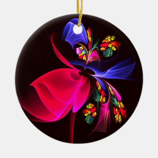 モダンカラフルフローラ抽象芸術のパターン#06 セラミックオーナメント (正面)