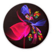 モダンカラフルフローラ抽象芸術のパターン#06 セラミックノブ (正面)