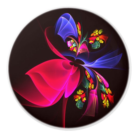 モダンカラフルフローラ抽象芸術のパターン#06 セラミックノブ (正面)