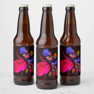 モダンカラフルフローラ抽象芸術のパターン#06 ビールラベル