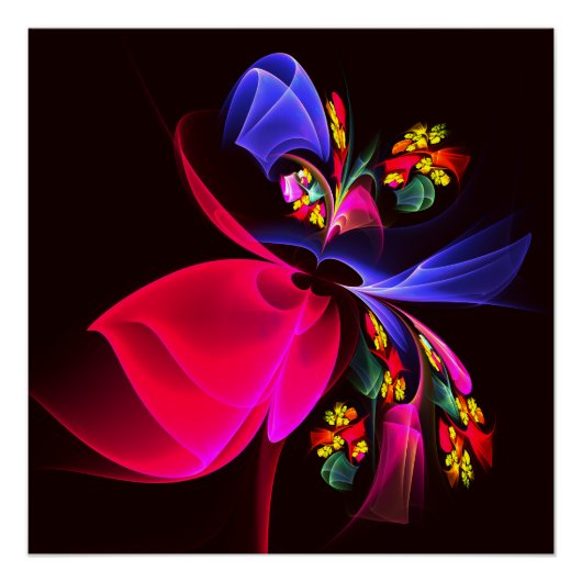 モダンカラフルフローラ抽象芸術のパターン#06 ポスター (正面)