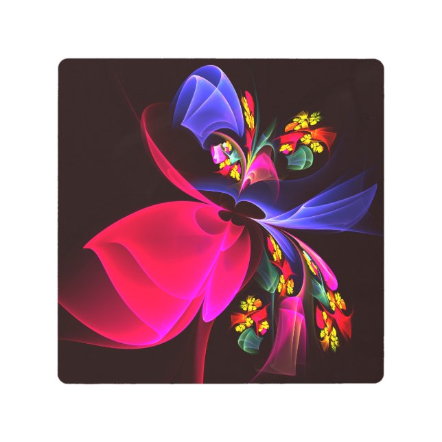 モダンカラフルフローラ抽象芸術のパターン#06 メタルプリント (正面)