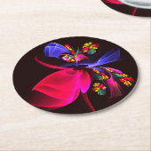 モダンカラフルフローラ抽象芸術のパターン#06 ラウンドペーパーコースター (アングル)