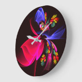 モダンカラフルフローラ抽象芸術のパターン#06 ラージ壁時計 (傾斜)