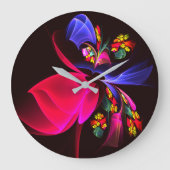 モダンカラフルフローラ抽象芸術のパターン#06 ラージ壁時計 (正面)