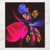 モダンカラフルフローラ抽象芸術のパターン#06 ワインラベル (シングルラベル)