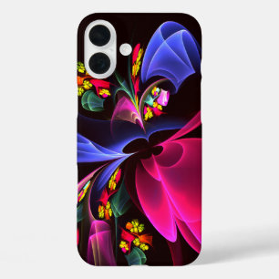 モダンカラフルフローラ抽象芸術のパターン#06 iPhone 16 PLUSケース