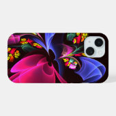 モダンカラフルフローラ抽象芸術のパターン#06 iPhone 15ケース (裏面横)