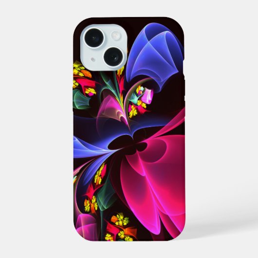 モダンカラフルフローラ抽象芸術のパターン#06 iPhone 15ケース (裏面)