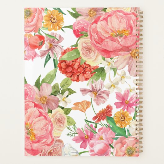 モダンカラフルフローラ月次および週次 プランナー手帳 (裏面)