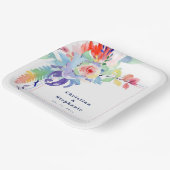 モダンカラフルフローラ結婚LGBTQ ペーパープレート (傾斜あり)