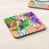 モダンカラフルフローラ花 コースター (左側)