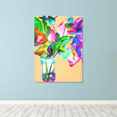 モダンカラフルフローラ静物水彩画 キャンバスプリント (インサイチュ (ウッドフロア))