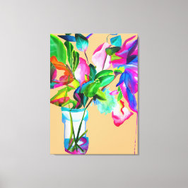 モダンカラフルフローラ静物水彩画 キャンバスプリント
