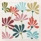 モダンカラフルフローラ ガラスコースター (正面)
