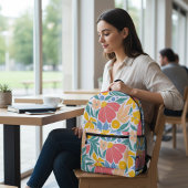 モダンカラフルフローラ プリントバックパック