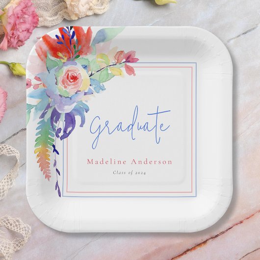 モダンカラフルフローラ ペーパープレート