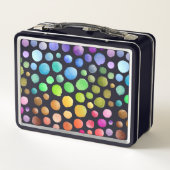 モダンカラフルブラシ水玉模様スクールパターン メタルランチボックス (裏面)