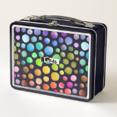 モダンカラフルブラシ水玉模様スクールパターン メタルランチボックス (正面)