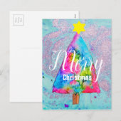 モダンカラフルブルーとピンクグリッター シーズンポストカード (正面/裏面)