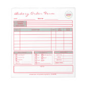 モダンカラフルベーカリーSage注文型枠メモ帳 ノートパッド (正面)