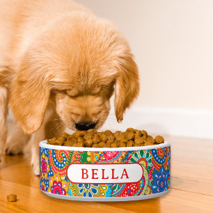 モダンカラフルペイズリーフローラパーソナライズされた名 ボウル