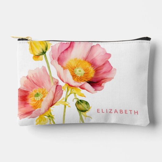 モダンカラフルポピーパーソナライズされたス アクセサリーポーチ (正面)
