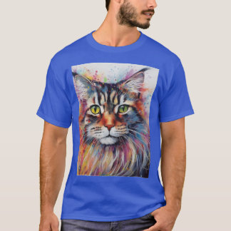 モダンカラフルメインクーンキャットアート Tシャツ