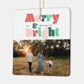 モダンカラフルメリーと明るい写真 セラミックオーナメント (左)