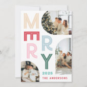 モダンカラフルメリータイポグラフィ3枚フォトアーチ シーズンカード (正面)