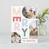 モダンカラフルメリータイポグラフィ3枚フォトアーチ シーズンカード (スタンド正面)