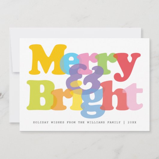 モダンカラフルメリー写真のクリスマス シーズンカード (正面)