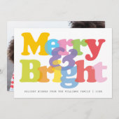 モダンカラフルメリー写真のクリスマス シーズンカード (正面/裏面)