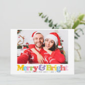 モダンカラフルメリー明るい夫婦写真 シーズンカード (スタンド正面)