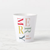 モダンカラフルメリー明るい |ハッピーホリデー カフェラテマグ (正面)