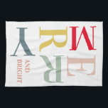 モダンカラフルメリー明るい |ハッピーホリデー キッチンタオル<br><div class="desc">モダンカラフルメリー明るい |ハッピーホリデー</div>