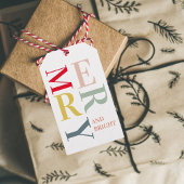 モダンカラフルメリー明るい |ハッピーホリデー ギフトタグ