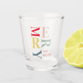 モダンカラフルメリー明るい |ハッピーホリデー ショットグラス (正面)