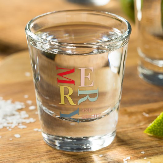 モダンカラフルメリー明るい |ハッピーホリデー ショットグラス