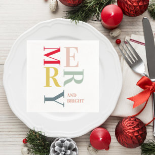 モダンカラフルメリー明るい ハッピーホリデー スタンダードカクテルナプキン