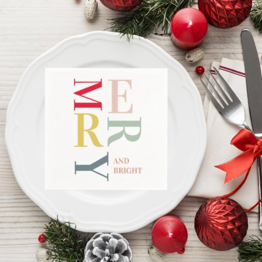 モダンカラフルメリー明るい |ハッピーホリデー スタンダードカクテルナプキン